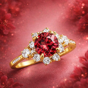 Marina‘s Ember | Burgundy Gemstone Halo Ring