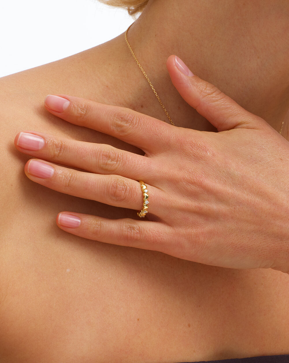 Heart-Shaped Gold Stacking Ring