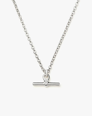 White Gold Plated Silver Chunky T-Bar Chain Necklace