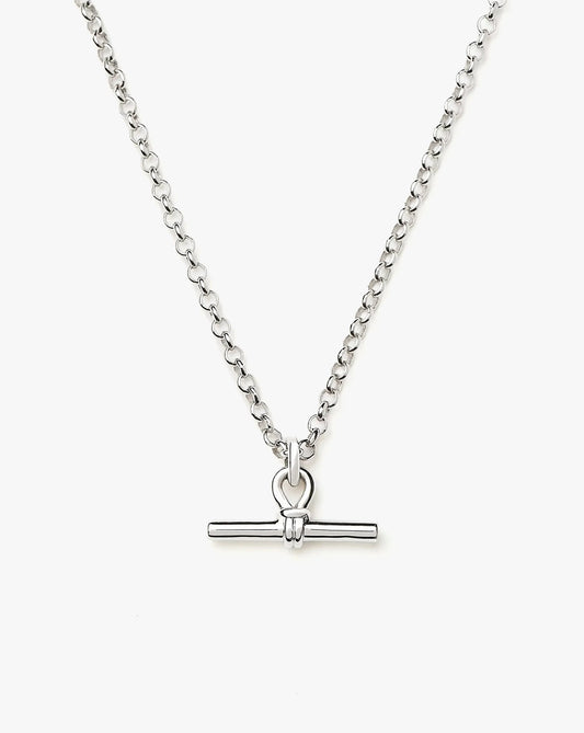 White Gold Plated Silver Chunky T-Bar Chain Necklace