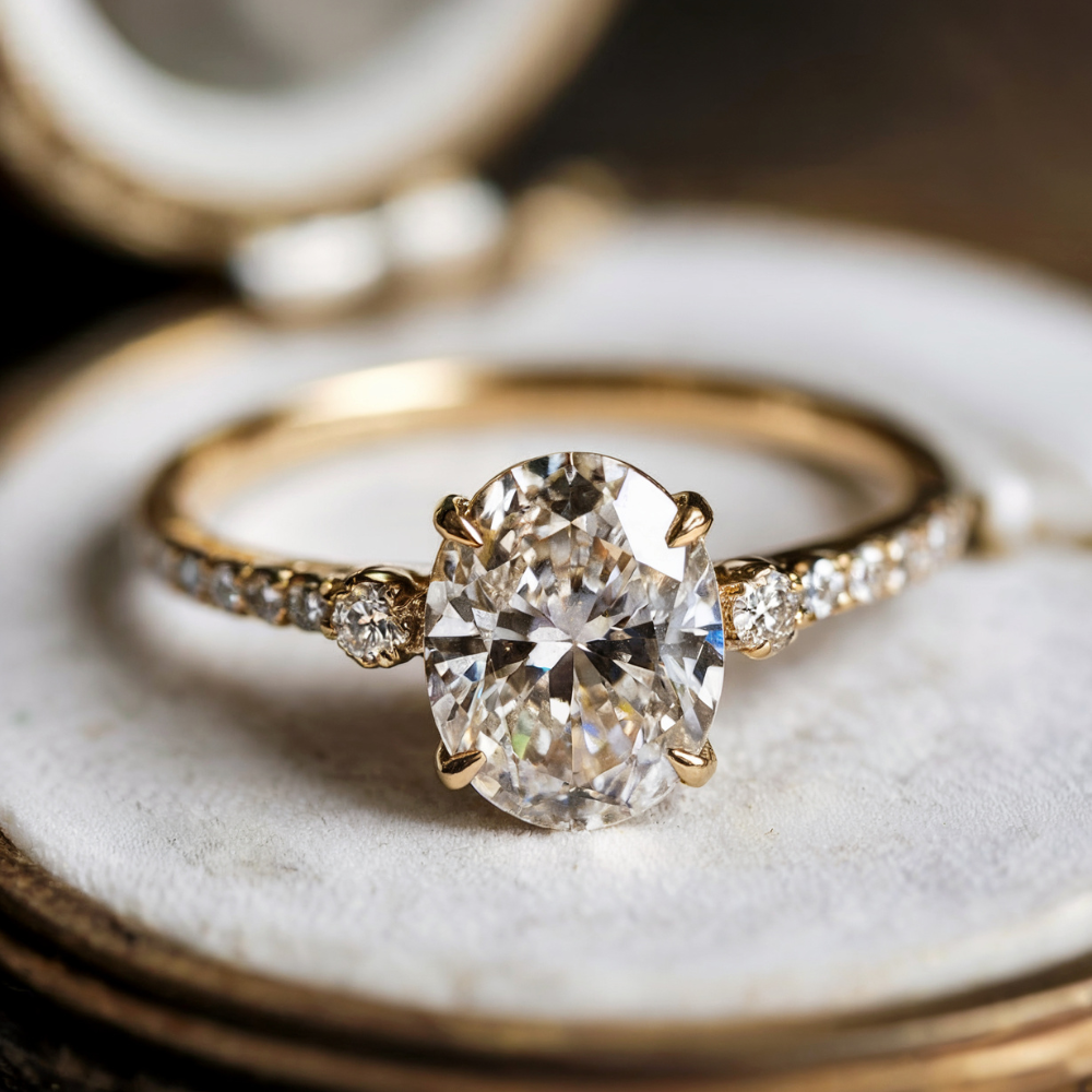 The Luna 2CT Oval Cut Moissanite Ring