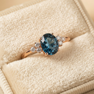 Azure Serenity | Oval Cut Rare Blue Sapphire Solitaire Engagement Ring