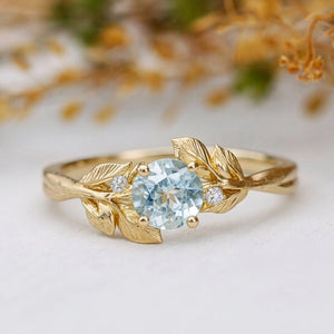 Marina's Ivy – Round Cut Aquamarine Engagement Ring