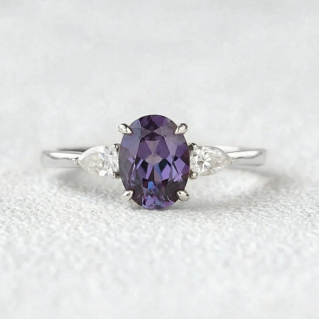 Minimalist Lab-Grown Alexandrite Solitaire Gold Ring