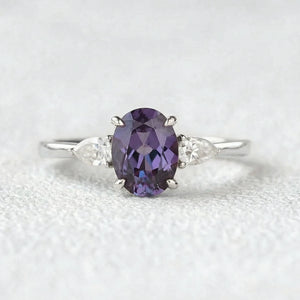 Minimalist Lab-Grown Alexandrite Solitaire Gold Ring