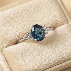 Azure Serenity | Oval Cut Rare Blue Sapphire Solitaire Engagement Ring