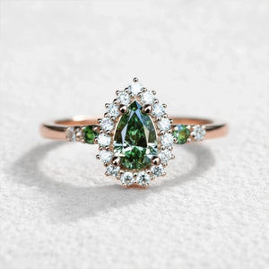Stella's Mint | Classic Pear Cut Green Diamond Engagement Ring