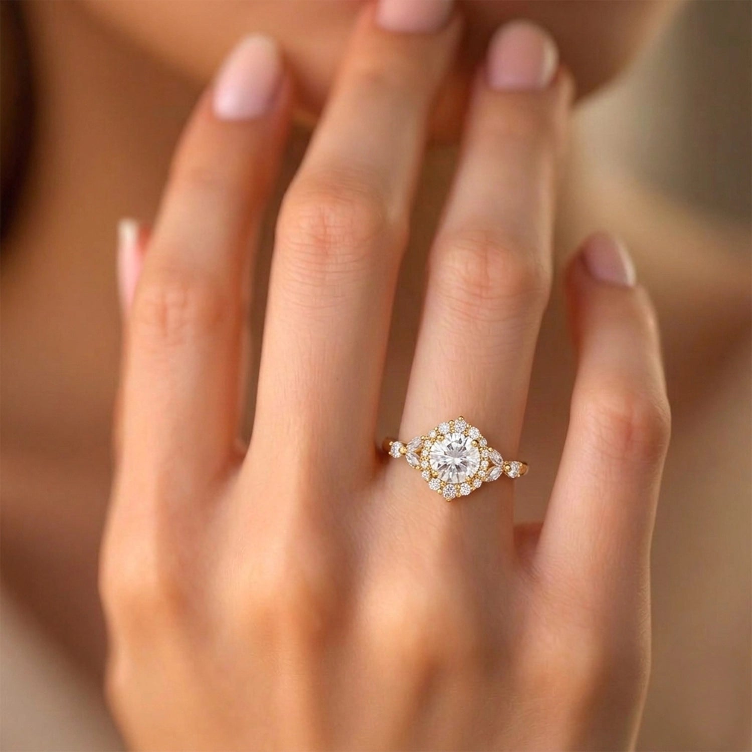 Gorgeous Moissanite Halo Engagement Ring