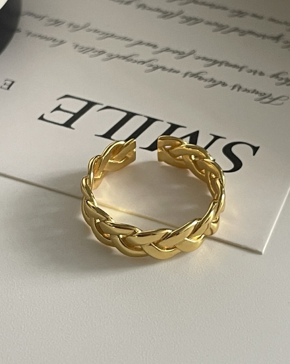 Minimalist Twist Braided Gold Chunky Ring