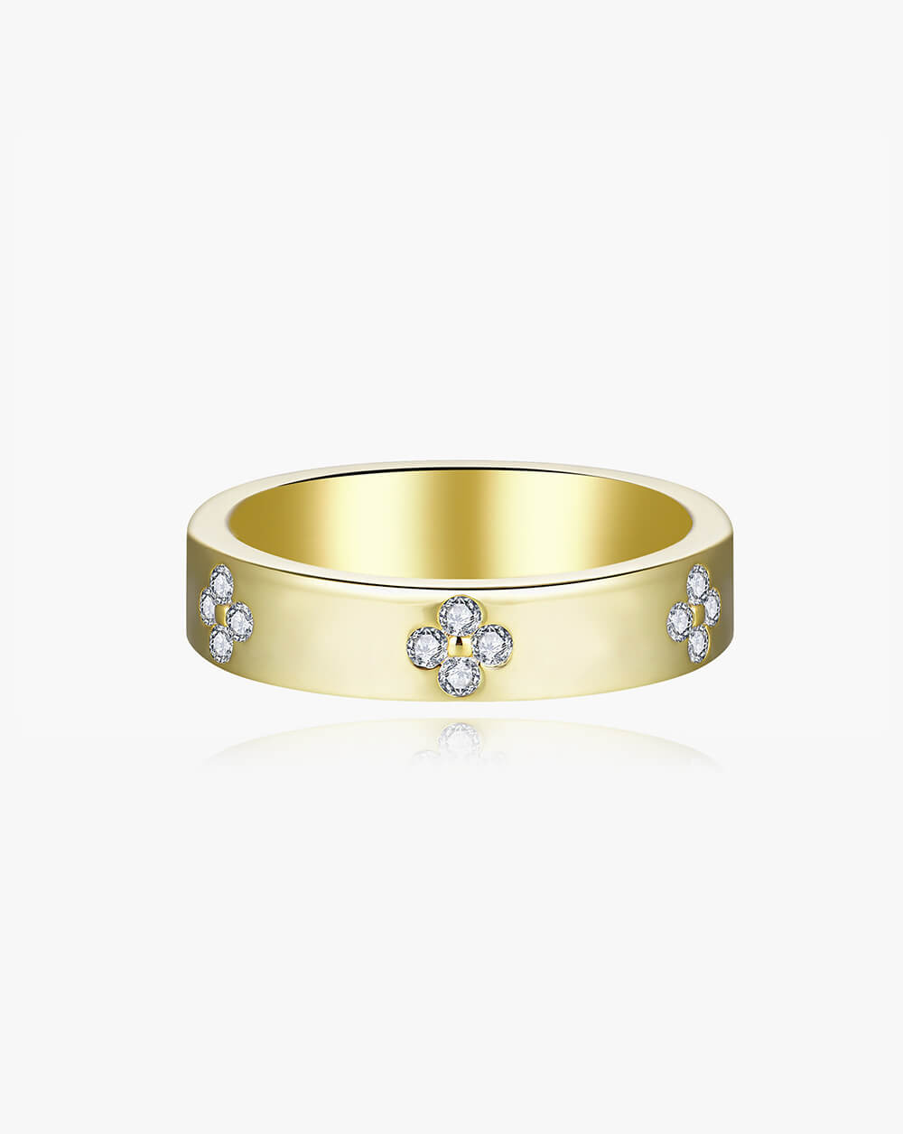 Minimalist Clover Gold Diamond Stacking Band Ring