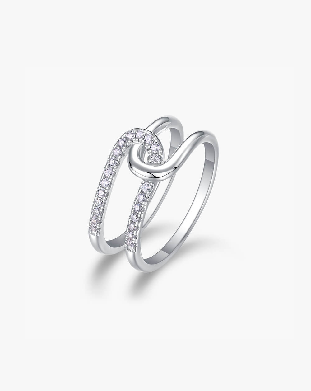 Vertice Lock Argent Silver Moissanite Ring
