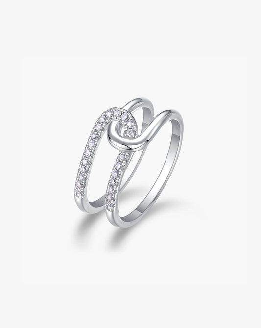 Vertice Lock Argent Silver Moissanite Ring