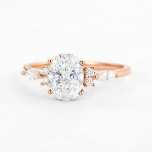 1.5ct Oval Cut Lab Grown Diamond Yellow Gold Engagement Ring