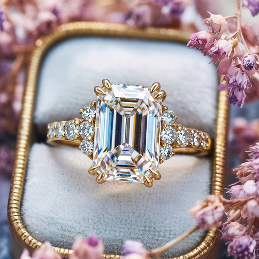 The Natalia Light 2CT Emerald Cut Moissanite Ring