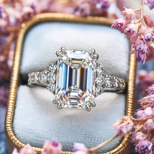 The Natalia Light 2CT Emerald Cut Moissanite Ring