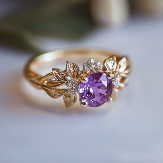 Elenisár Amethyst Engagement Rings, 14k Gold Amethyst Engagement Ring