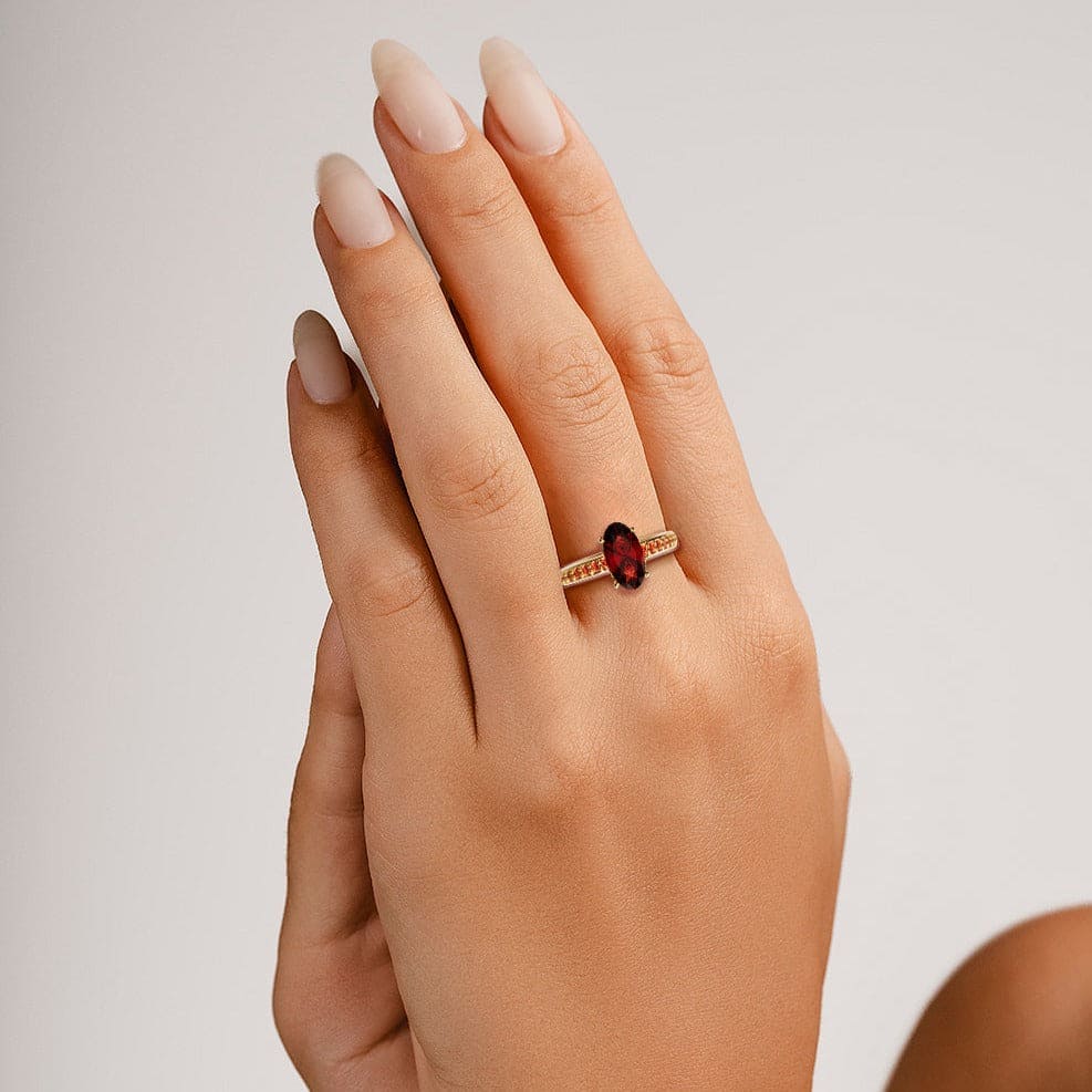 The Crimson Elegance 2CT Oval Cut Eternity Red Gemstone Ring