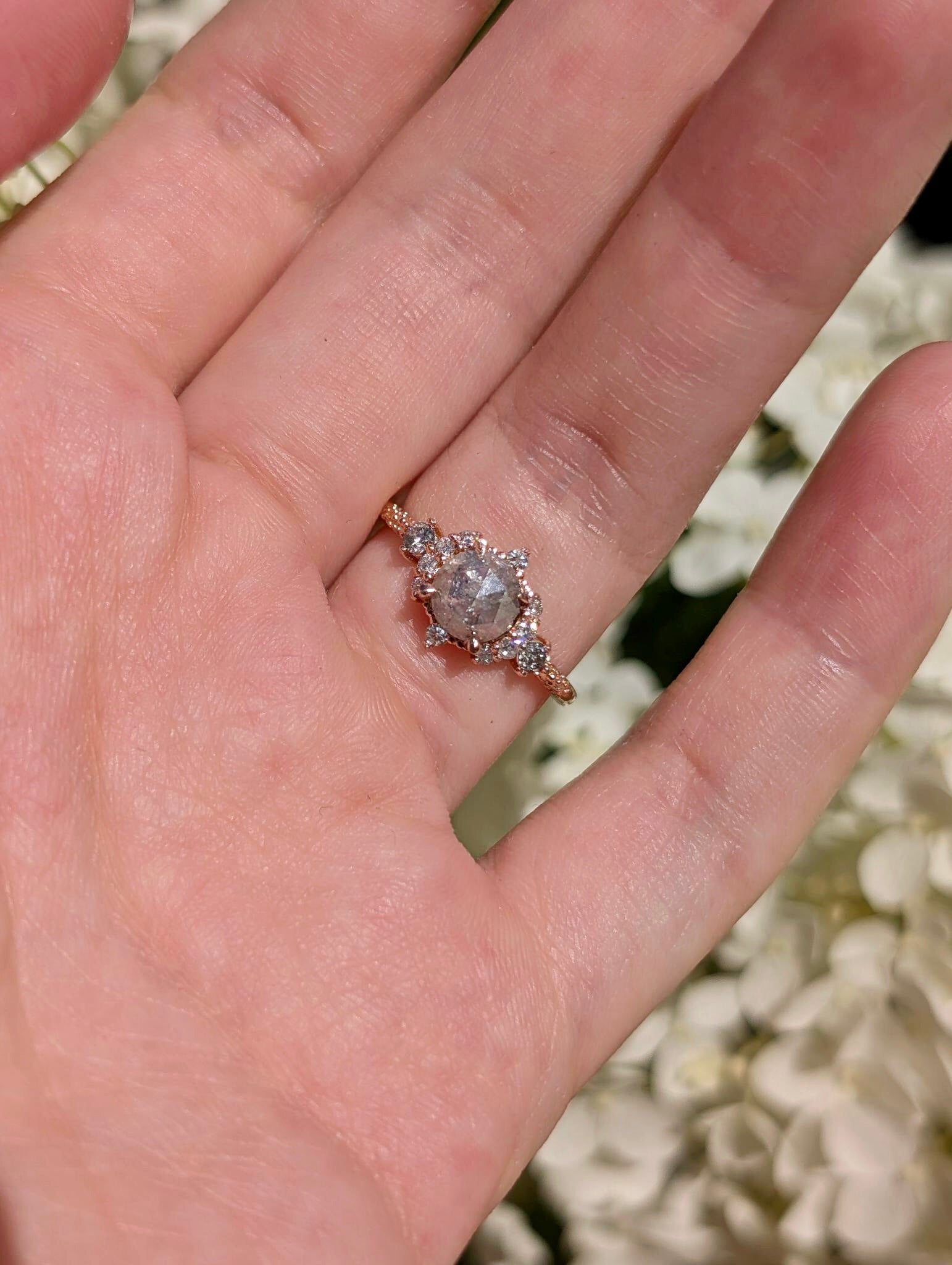 Salt and Pepper Diamond Ring, Salt and pepper Ring, Diamond Engagement Ring