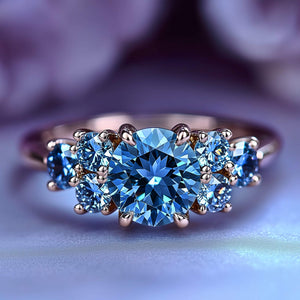 Carina 1CT Blue Sapphire Triple Stone Ring