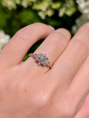 Salt and Pepper Diamond Ring, Salt and pepper Ring, Diamond Engagement Ring