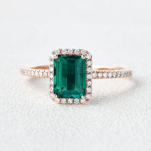 Vintage Emerald & Moissanite Rose Gold Ring