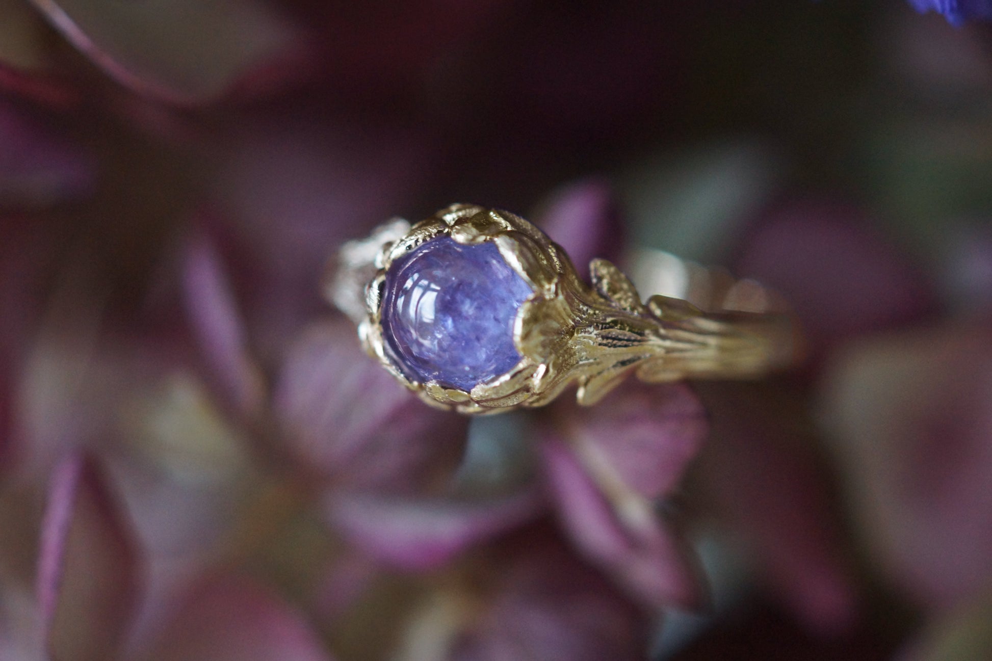 Twilight Bloom Tanzanite Engagement Ring, Tanzanite ring