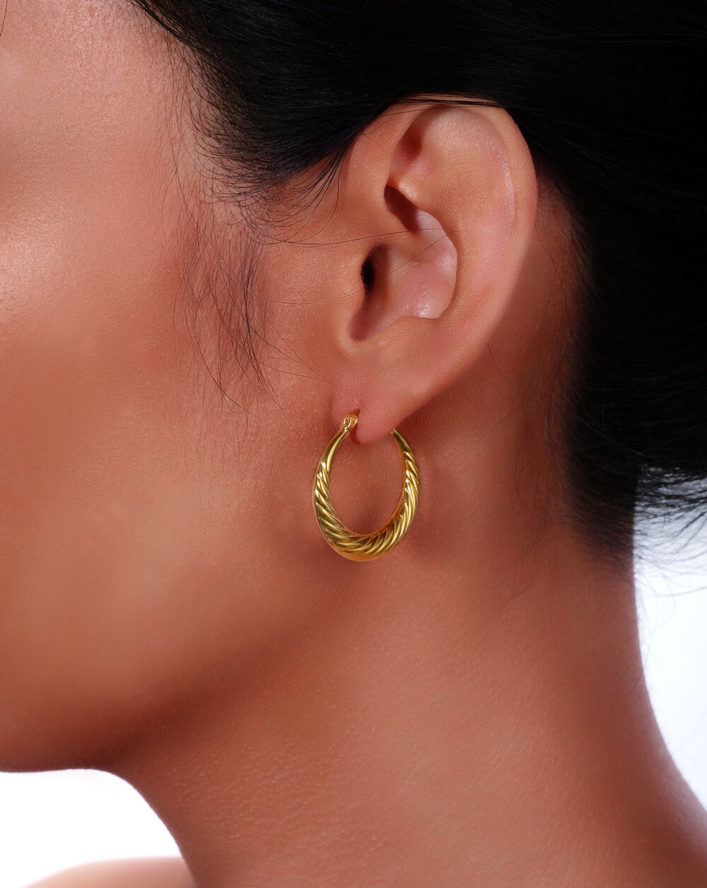 Minimalist Twist Rope Gold Hoop Earrings