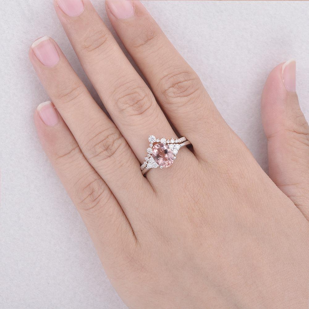 Moss Agate Oval Classic Ring Set 2pcs
