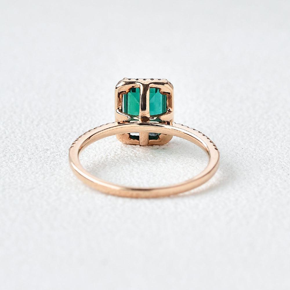 Vintage Emerald & Moissanite Rose Gold Ring