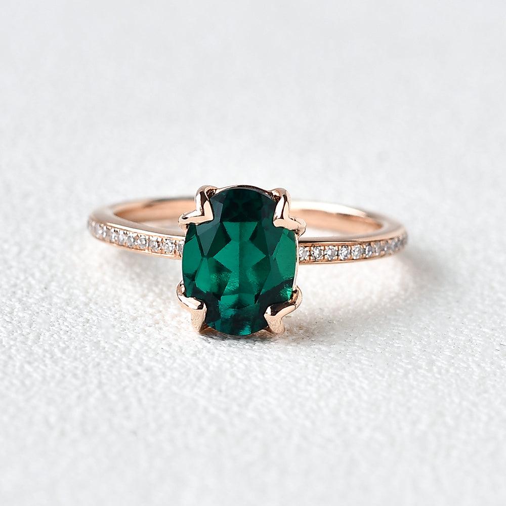 Vintage Oval Shaped Emerald Rose Gold Ring