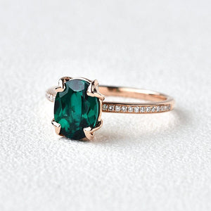 Vintage Oval Shaped Emerald Rose Gold Ring