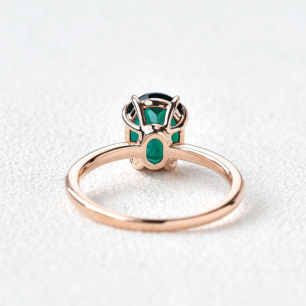 Vintage Oval Shaped Emerald Rose Gold Ring