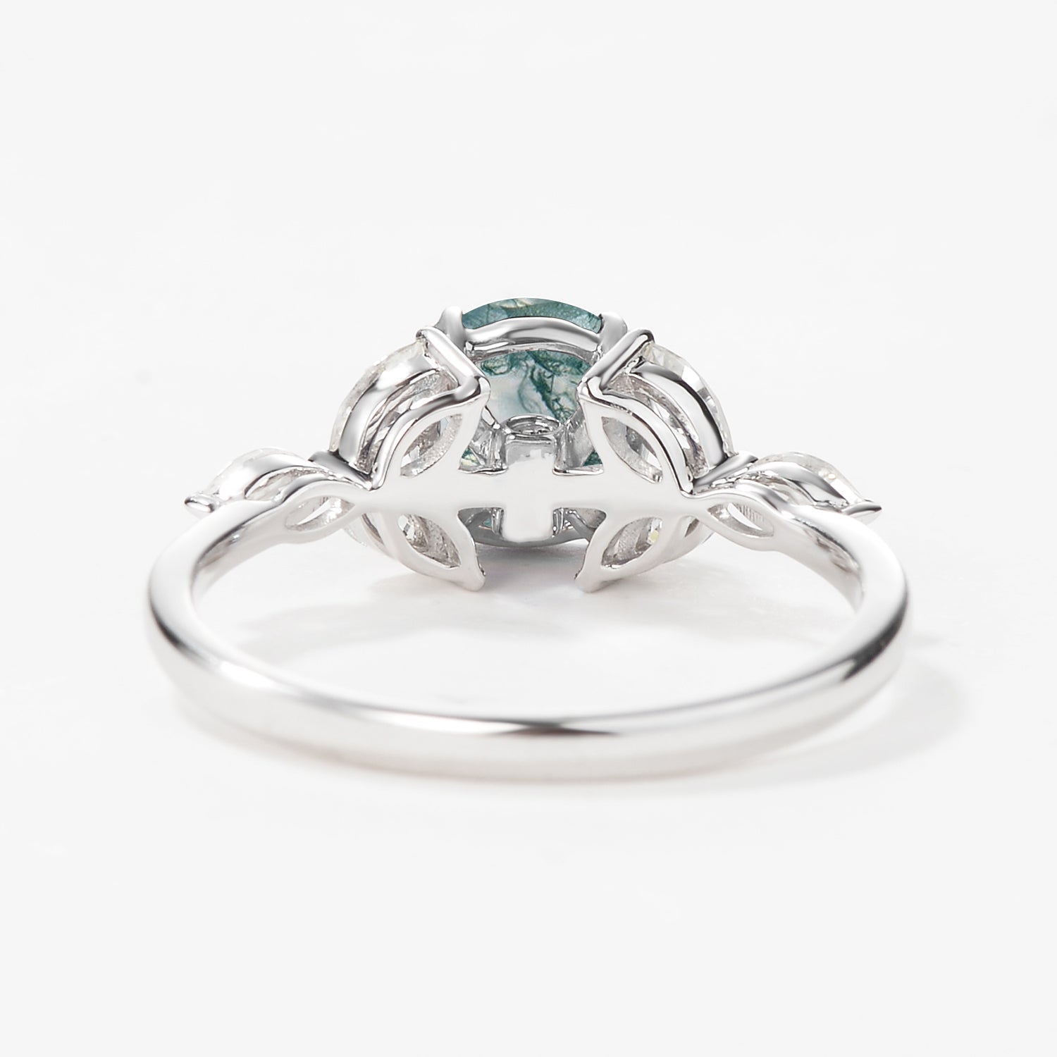 Round Cut Inspired Moss Agate Engagement Ring