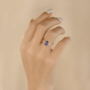 Minimalist Lab-Grown Alexandrite Solitaire Gold Ring