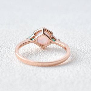 Classic Opal & Emerald Rose Gold Ring