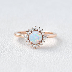 Sunflower Opal & Moissanite Rose Gold Ring