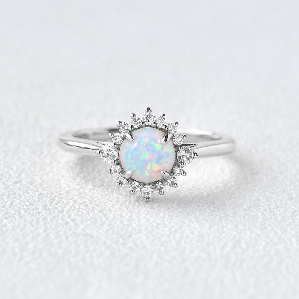 Sunflower Opal & Moissanite Rose Gold Ring