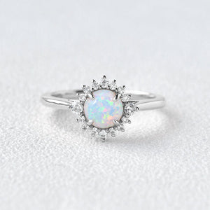 Sunflower Opal & Moissanite Rose Gold Ring
