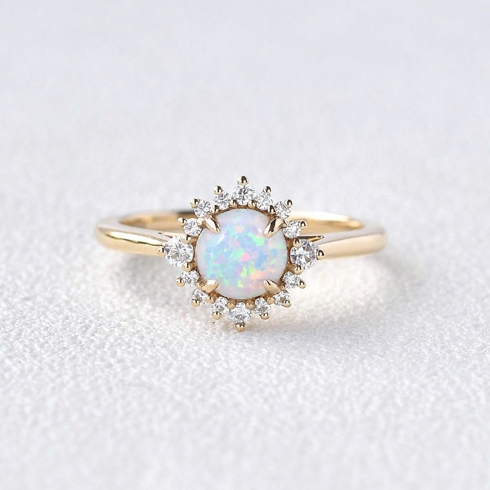 Sunflower Opal & Moissanite Rose Gold Ring