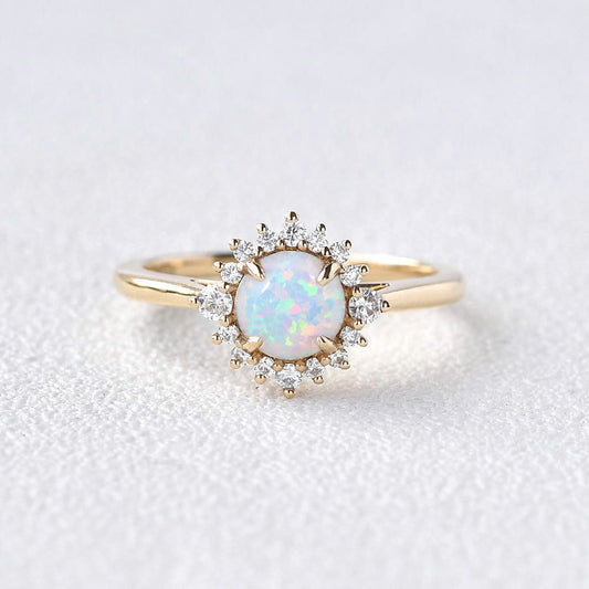 Sunflower Opal & Moissanite Rose Gold Ring