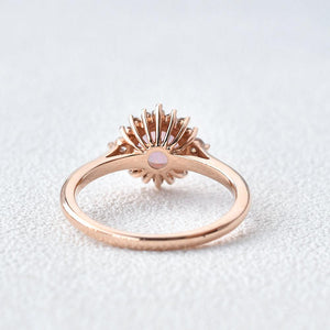Sunflower Opal & Moissanite Rose Gold Ring