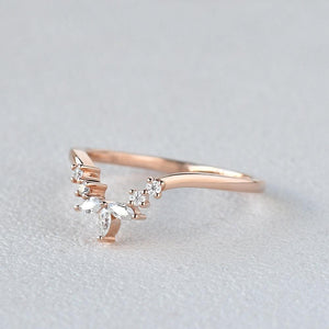 Marquise Shaped Curved Moissanite Gold Wedding Band