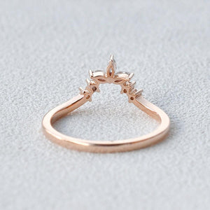 Marquise Shaped Curved Moissanite Gold Wedding Band