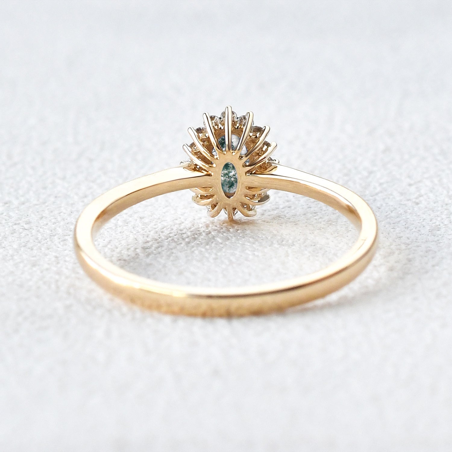 Lewis Oval CutMoss Agate & Moissanite Engagement Ring