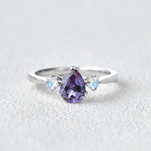 Lab-Grown Alexandrite & Moonstone White Gold Ring