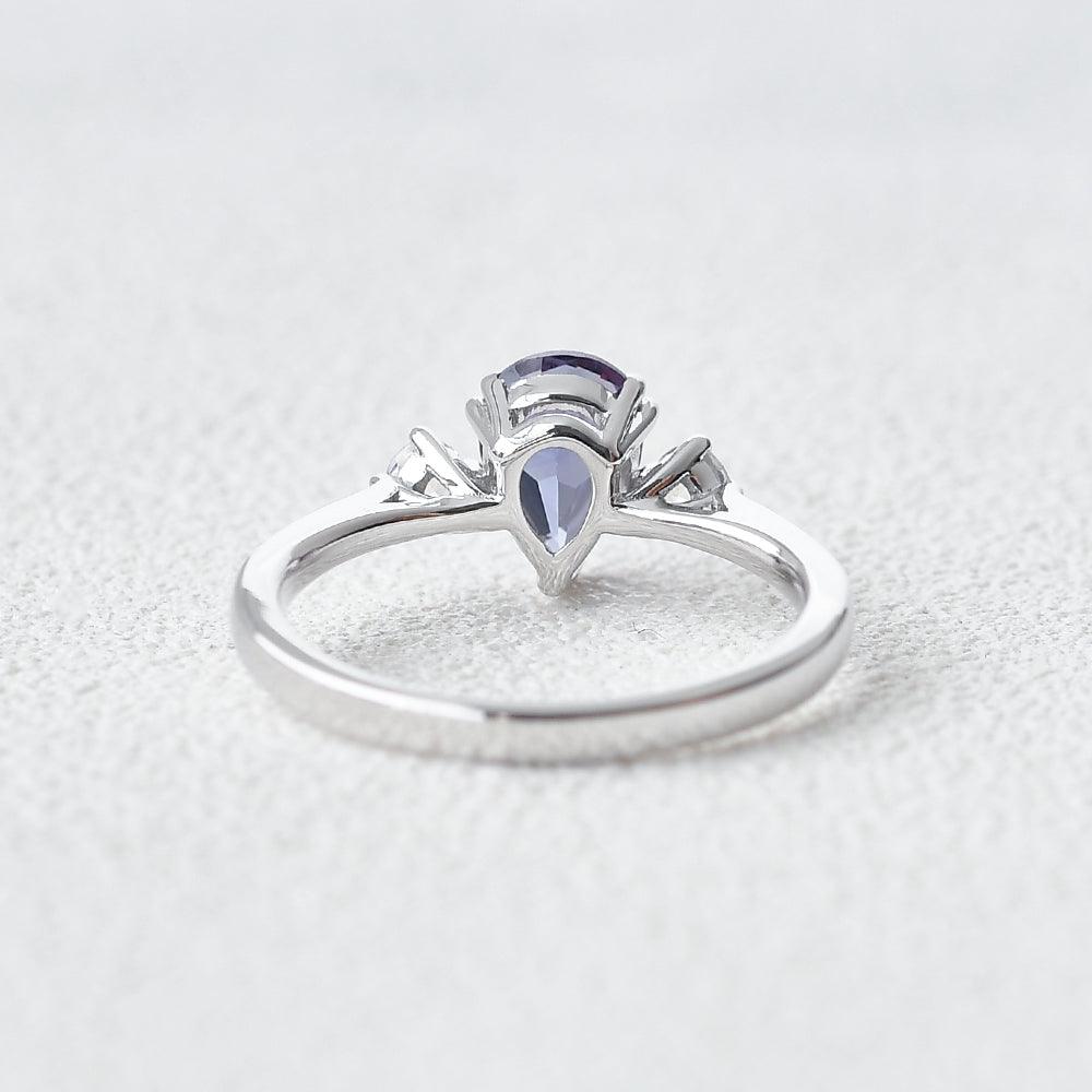 Lab-Grown Alexandrite & Moonstone White Gold Ring