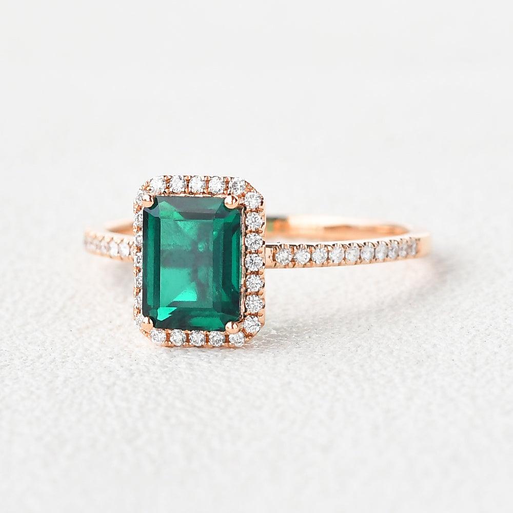 Vintage Emerald & Moissanite Rose Gold Ring
