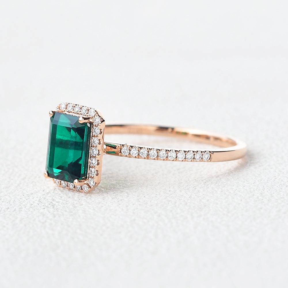 Vintage Emerald & Moissanite Rose Gold Ring