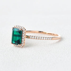 Vintage Emerald & Moissanite Rose Gold Ring