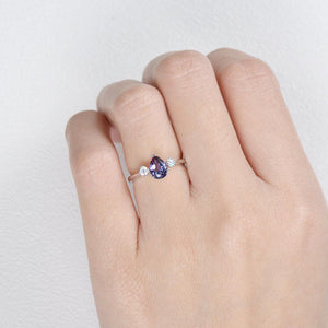 Lab-Grown Alexandrite & Moonstone White Gold Ring